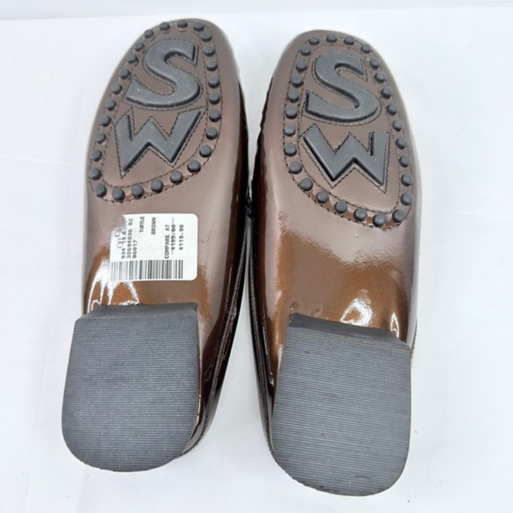 Stuart Weitzman Patent Leather Mules‎ Women 7.5 Turtle Brown - Picture 15 of 15